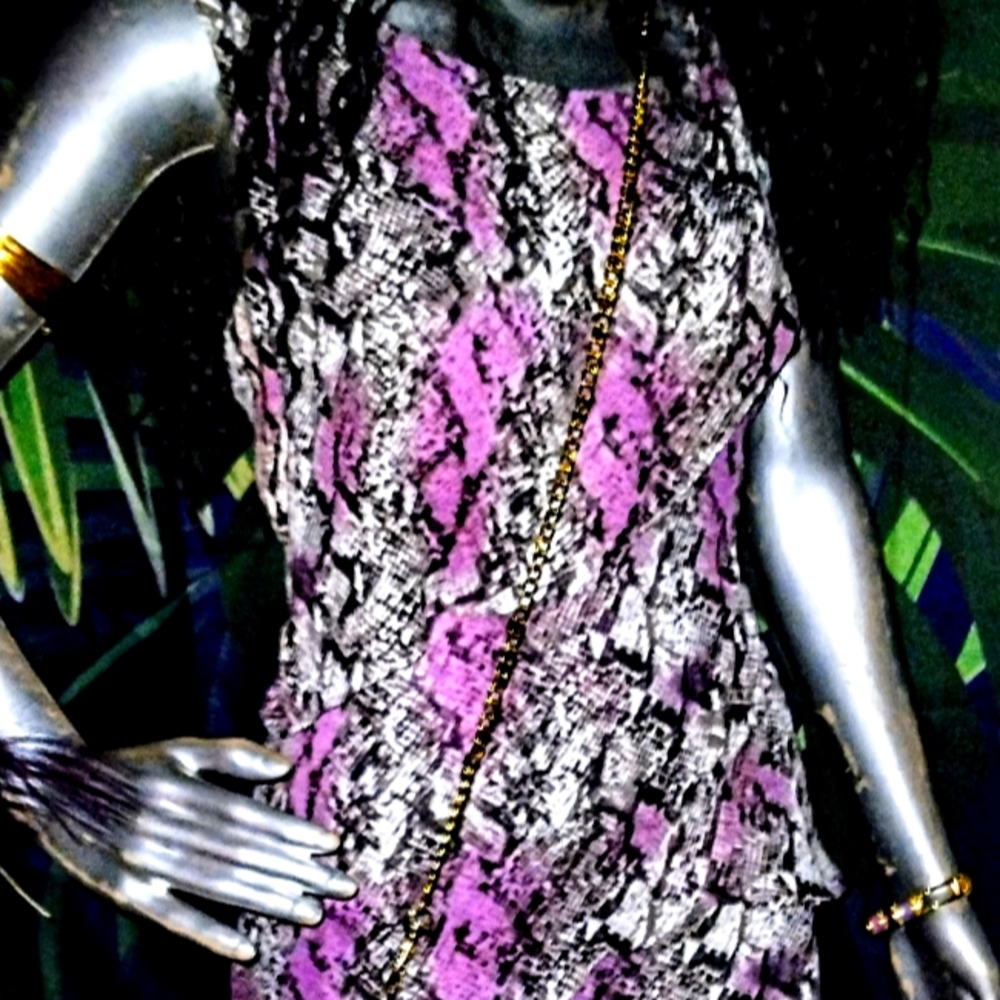 Pink and Black Snake Print Dress